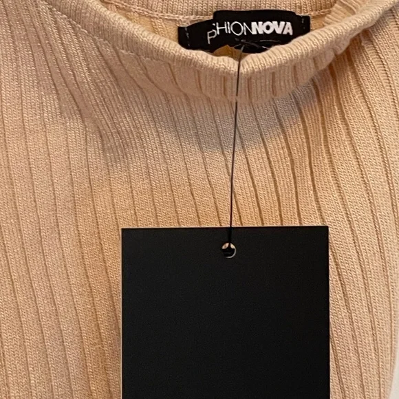 Above The Basics One Shoulder Sweater Dress - Taupe - Picture 7 of 10